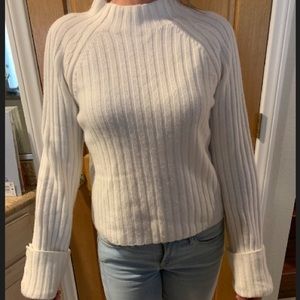 VINCE BUTTON CUFF MOCK NECK